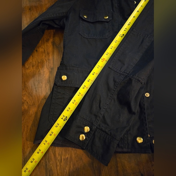 J. Crew Relaxed Boyfriend Utility Jacket Dark Blue Cotton With Gold Snaps Medium - Picture 9 of 11